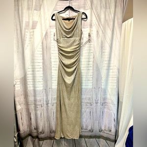 Lauren Ralph Lauren Evening Sparkly Gold Full Length Evening Gown